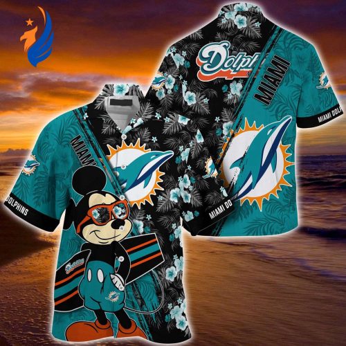 Mickey Mouse Hawaii Shirt: Miami Dolphins NFL Floral Pattern for Fans - Perfect for Showing Team Spirit!