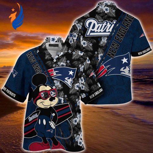 Mickey Mouse Hawaii Shirt: New England Patriots NFL Floral Pattern – Perfect for Fans!