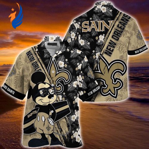 Mickey Mouse Hawaii Shirt – New Orleans Saints NFL Floral Pattern for Fans Engaging & Stylish