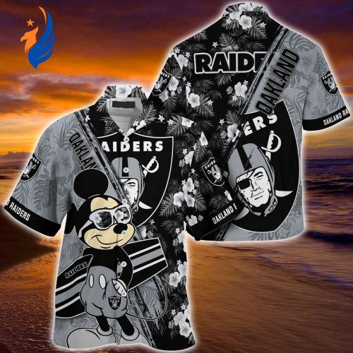 Mickey Mouse Hawaii Shirt Oakland Raiders NFL Floral Pattern – Perfect for Fans!
