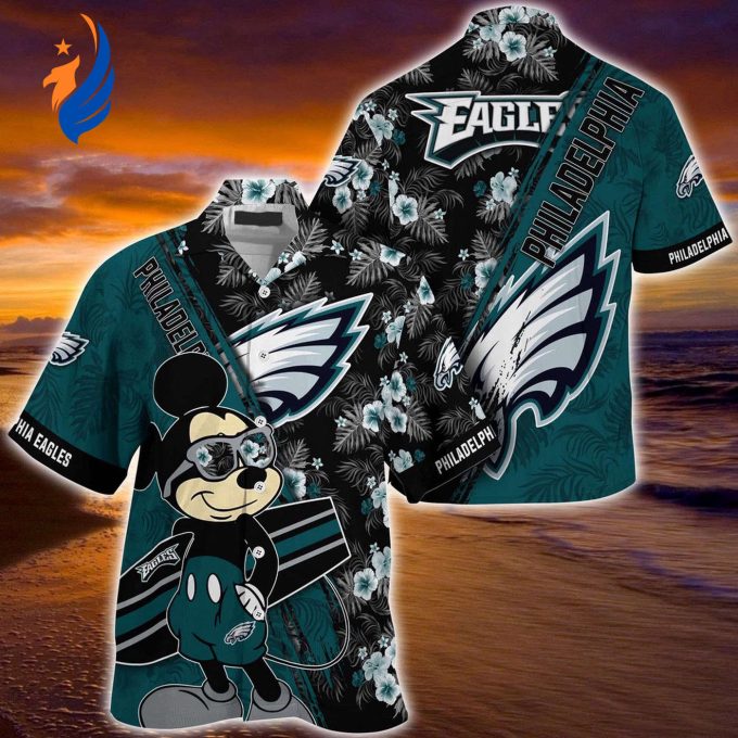 Philadelphia Eagles NFL Floral Pattern Hawaiian Shirt – Mickey Mouse Hawaii Shirt for Fans Philadelphia Eagles NFL Floral Pattern Hawaiian Shirt – Mickey Mouse Hawaii Shirt for Fans