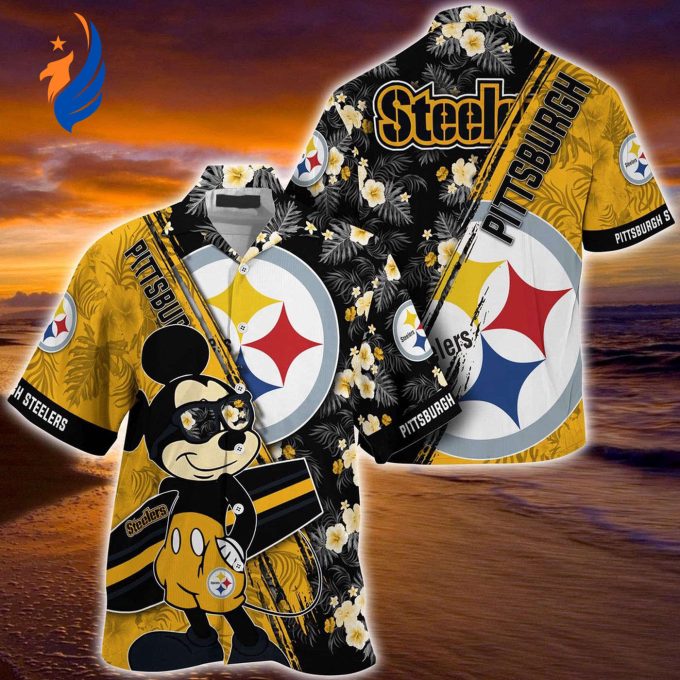 NFL Mickey Mouse Hawaii Shirt: Pittsburgh Steelers Fan s Floral Pattern NFL Mickey Mouse Hawaii Shirt: Pittsburgh Steelers Fan s Floral Pattern