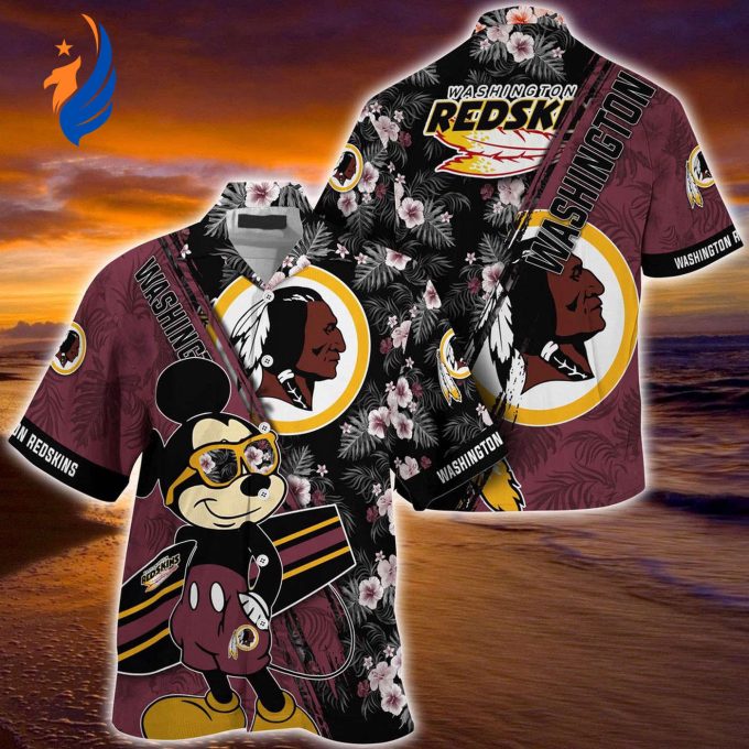 Mickey Mouse Hawaii Shirt: Washington Redskins NFL Floral Pattern for Fans – Perfect Blend of Style and Team Spirit!
