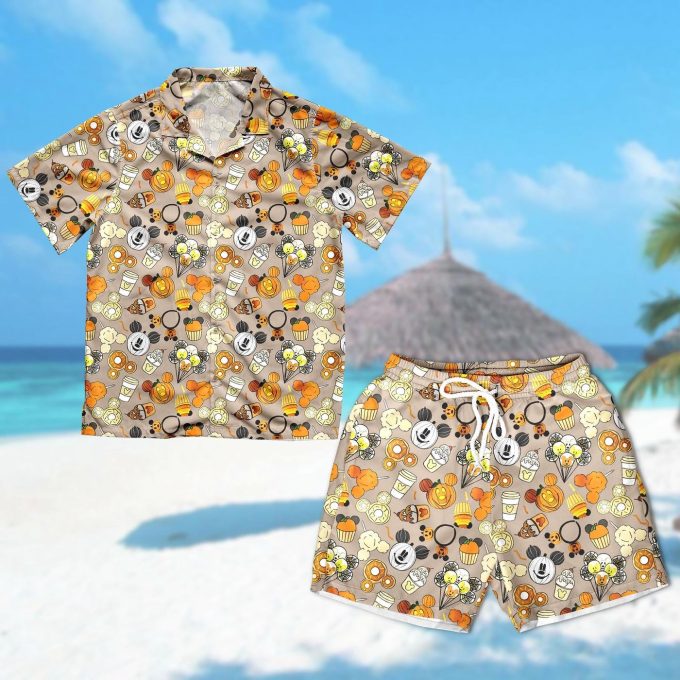 Fun in the Sun with Mickey Mouse: Hawaiian Shirt Junk Food Hawaii Summer Vacation All Over Print Halloween Pumpkin Shirt