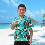 Stylish Mickey Mouse Hawaiian Shirt: Sunglass Pattern Aloha Shirt for Summer Vacation & Family Tropical Button Up