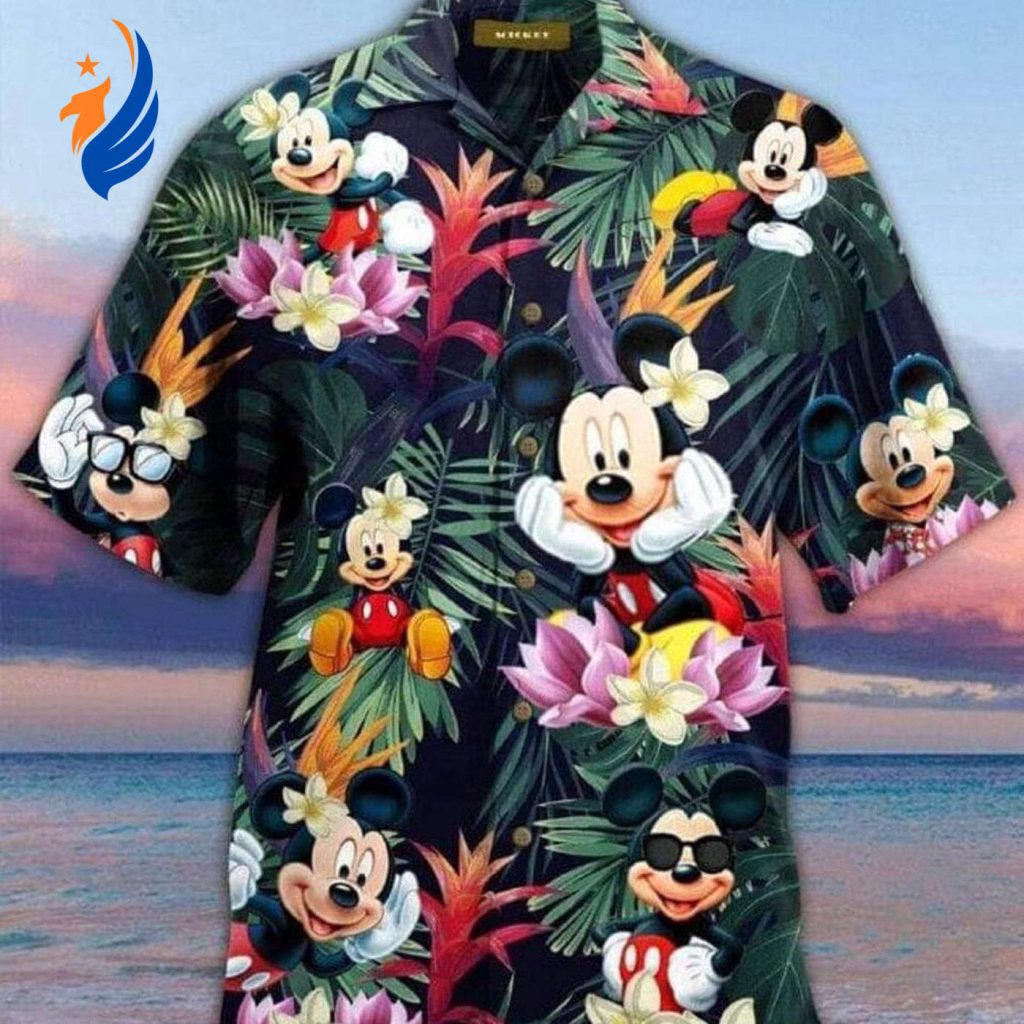 Mickey Mouse Hawaiian Shirt: Tropical Vibes with Hibiscus Beach Design Mickey Mouse Hawaiian Shirt: Tropical Vibes with Hibiscus Beach Design