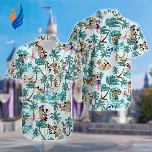 Mickey Mouse Hawaiian Shirt: Mouse & Friends Vacation Shirt Minnie Mouse Goofy Donald Tree Button Up Beach Trip Party