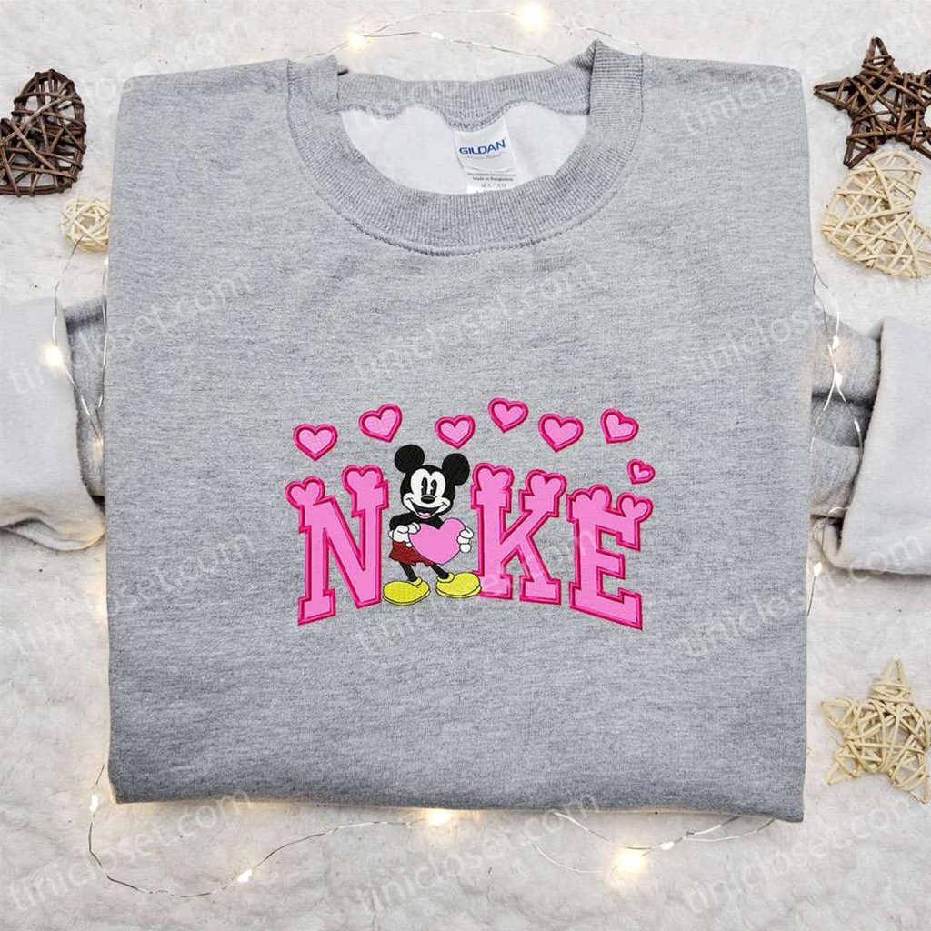 Disney x Nike Mickey Mouse Heart Embroidered Hoodie & Shirt – Perfect Valentine s Day Gift Disney x Nike Mickey Mouse Heart Embroidered Hoodie & Shirt – Perfect Valentine s Day Gift