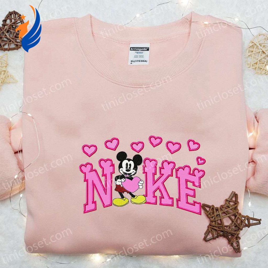 Nike Inspired Mickey Mouse Heart Embroidered Hoodie & Shirt: Best Valentine?s Day Gift Ideas Nike Inspired Mickey Mouse Heart Embroidered Hoodie & Shirt: Best Valentine?s Day Gift Ideas