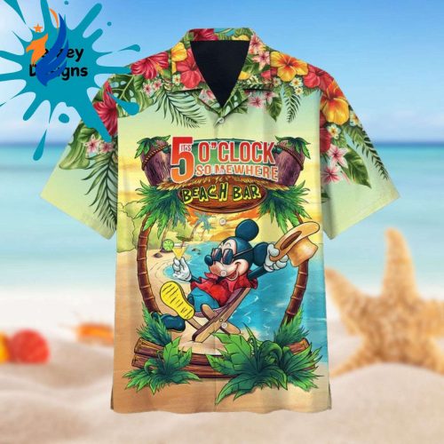 Mickey Mouse Hawaiian Shirt: 5 O’Clock Somewhere Print Tropical Beach Gift for Men Youth – Perfect for Parties Valentine s & Birthdays