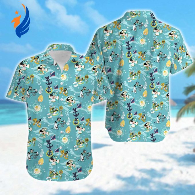 Mickey Mouse & Friends Cruise Line Hawaiian Shirt: Mickey Minnie Goofy Pluto Daisy & Donald Duck – Hawaiian Button Up