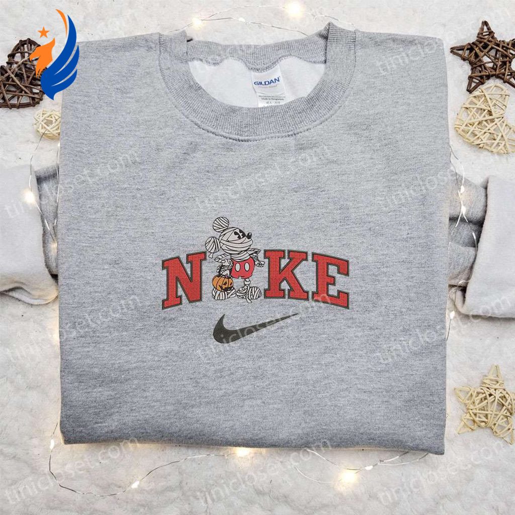 Mickey Mouse Mummy Halloween x Nike Embroidered Sweatshirt: Spooky Halloween Embroidered Shirt for Best Gift Ideas Mickey Mouse Mummy Halloween x Nike Embroidered Sweatshirt: Spooky Halloween Embroidered Shirt for Best Gift Ideas