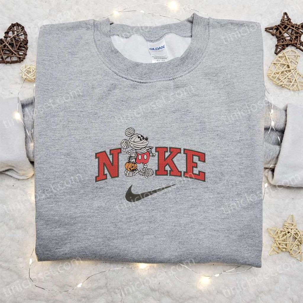 Mickey Mouse Mummy x Nike Embroidered Sweatshirt: Spooktacular Halloween Gift Idea Halloween Embroidered Shirt Mickey Mouse Mummy x Nike Embroidered Sweatshirt: Spooktacular Halloween Gift Idea Halloween Embroidered Shirt