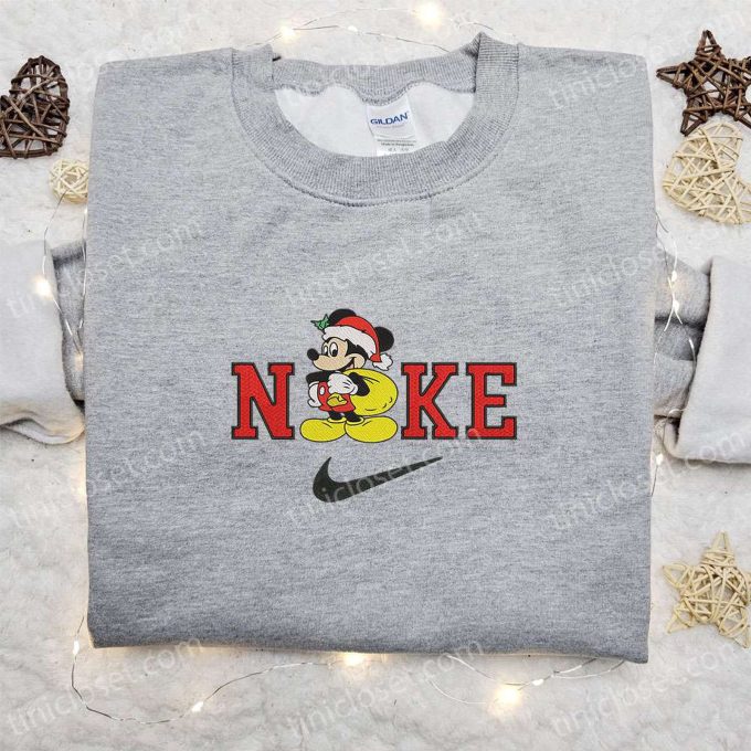 Mickey Mouse Santa Claus Disney x Nike Christmas Embroidered Sweatshirt: Best Holiday Gift with Festive Style!