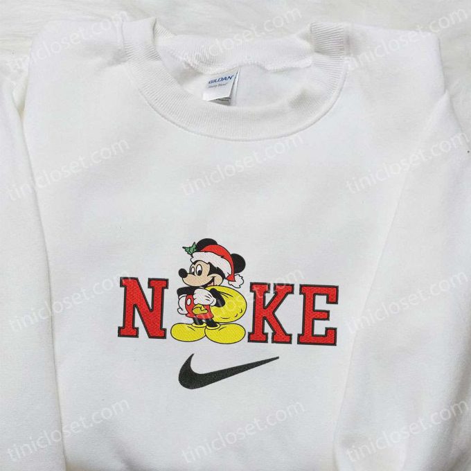 Mickey Mouse Santa Claus Disney x Nike Christmas Embroidered Sweatshirt: Best Holiday Gift with Festive Style!