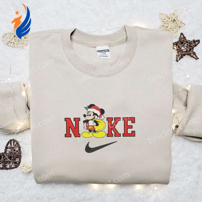 Mickey Mouse Santa Claus Disney x Nike Christmas Embroidered Sweatshirt: Best Holiday Gift with Festive Style!