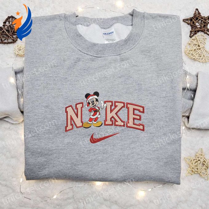 Mickey Mouse Santa x Nike Embroidered Shirt Disney Characters Hoodie & Christmas Sweatshirt: Festive Disney Apparel Mickey Mouse Santa x Nike Embroidered Shirt Disney Characters Hoodie & Christmas Sweatshirt: Festive Disney Apparel