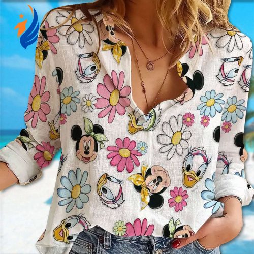 Cute Mickey Mouse Shirt for Women Cartoon Button Down Magic Kingdom T-Shirt Cute Mickey Mouse Shirt for Women Cartoon Button Down Magic Kingdom T-Shirt
