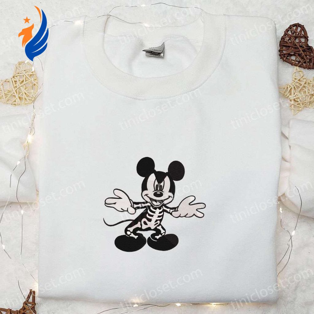Spooky Mickey Mouse Skeleton Halloween Embroidered Shirt ? Best Disney Halloween Gift for Family Spooky Mickey Mouse Skeleton Halloween Embroidered Shirt ? Best Disney Halloween Gift for Family