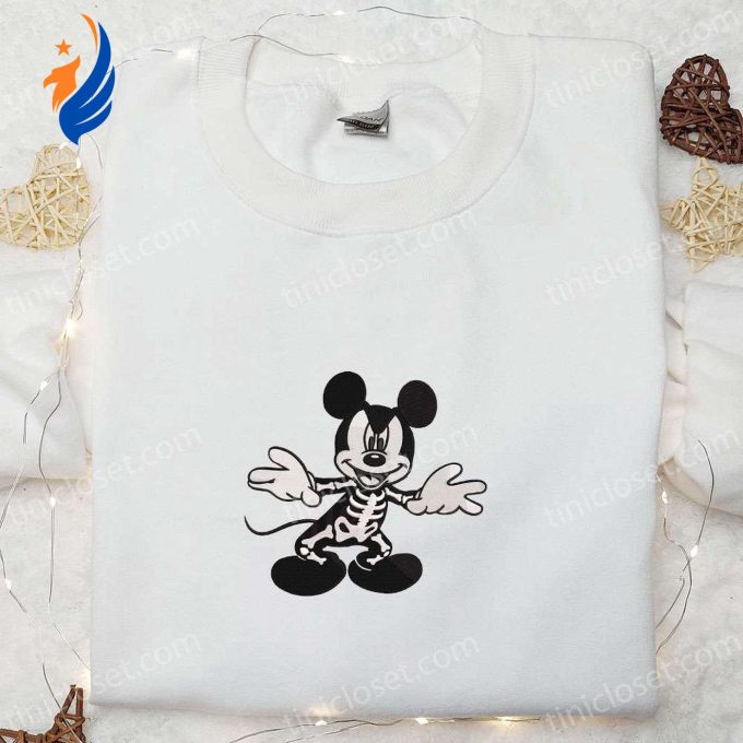 Spooky Mickey Mouse Skeleton Halloween Embroidered Shirt – Best Disney Halloween Gift for Family Spooky Mickey Mouse Skeleton Halloween Embroidered Shirt – Best Disney Halloween Gift for Family