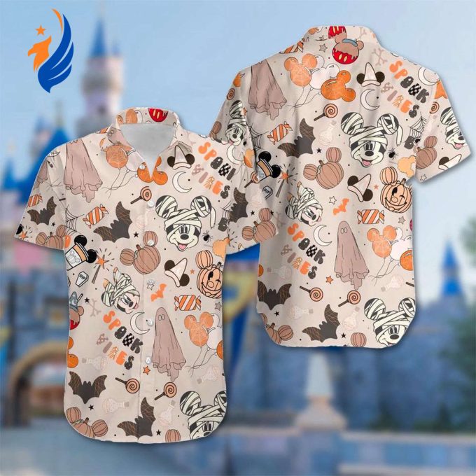 Mickey Mouse Spook Vibes Hawaiian Shirt: Halloween Night Icons Summer All Over Print Button Up Cartoon Mickey Mouse Spook Vibes Hawaiian Shirt: Halloween Night Icons Summer All Over Print Button Up Cartoon