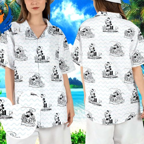 Vintage Mickey Mouse Steamboat Willie Hawaiian Cruise Shirt – Aloha Beach & Captain Button Style