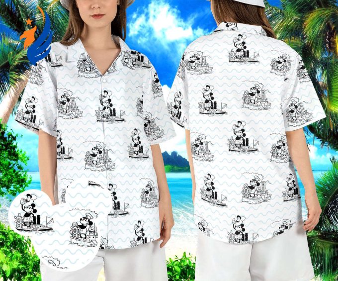 Vintage Mickey Mouse Steamboat Willie Hawaiian Cruise Shirt – Aloha Beach & Captain Button Style Vintage Mickey Mouse Steamboat Willie Hawaiian Cruise Shirt – Aloha Beach & Captain Button Style