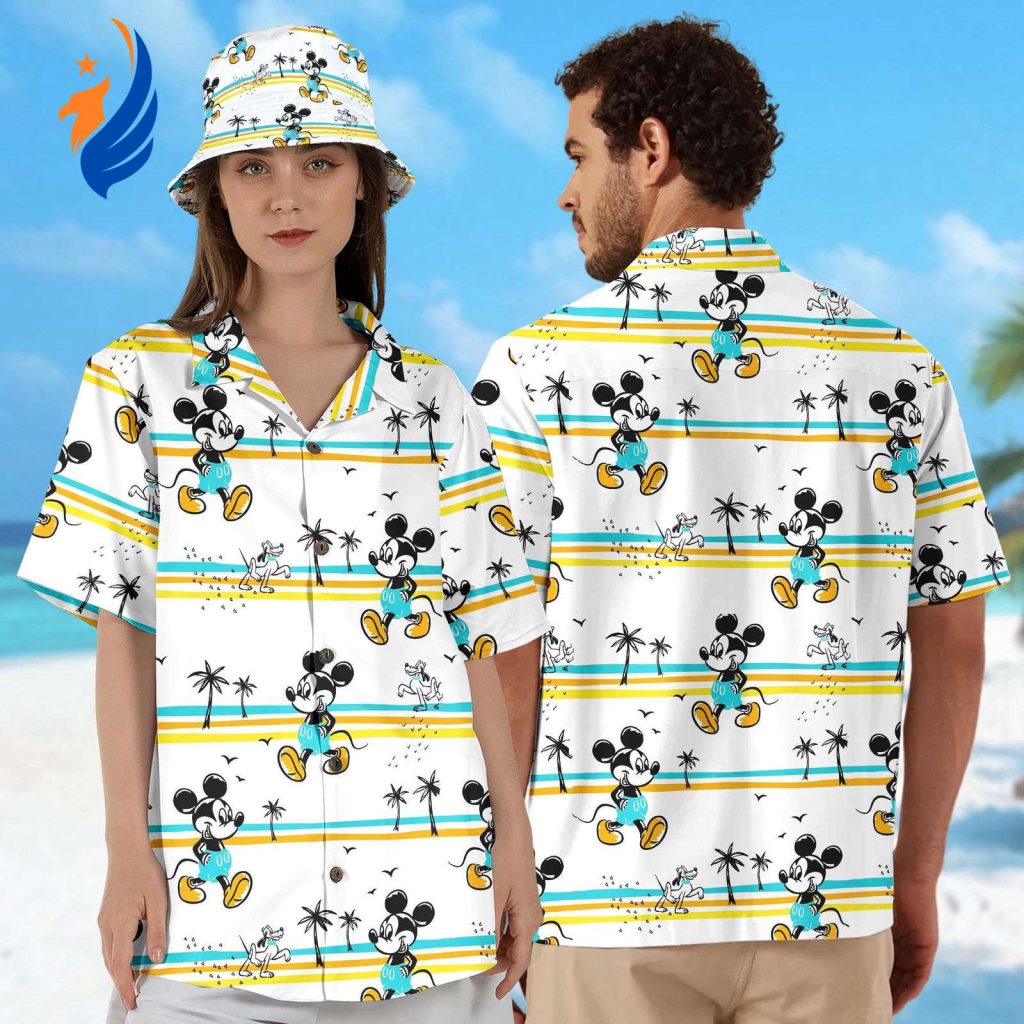 Mickey Mouse Hawaiian Beach Shirt: Fun Summer Vacation Character Button Up Mickey Mouse Hawaiian Beach Shirt: Fun Summer Vacation Character Button Up