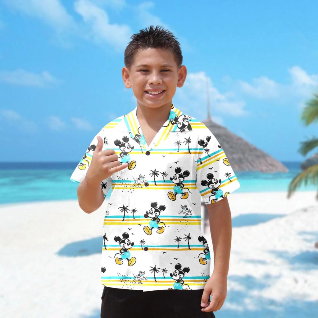 Mickey Mouse Hawaiian Beach Shirt: Fun Summer Vacation Character Button Up Mickey Mouse Hawaiian Beach Shirt: Fun Summer Vacation Character Button Up