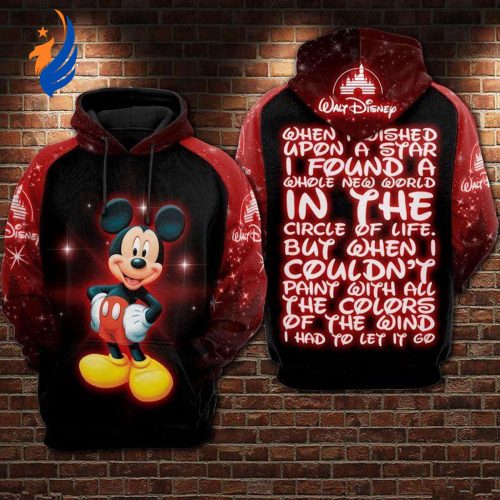 Magical Mickey Mouse 3D Zip Hoodie: Wishing Upon a Star Unveils a Whole New World in Red and Black
