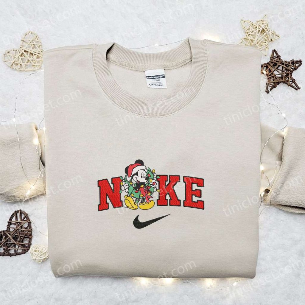 Mickey Mouse x Nike Christmas Embroidered Sweatshirt: Festive Disney Characters Movie Merry Christmas Shirt Perfect Gift Idea! Mickey Mouse x Nike Christmas Embroidered Sweatshirt: Festive Disney Characters Movie Merry Christmas Shirt Perfect Gift Idea!