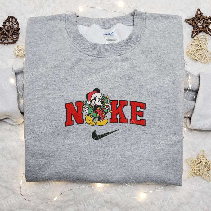 Mickey Mouse x Nike Christmas Embroidered Sweatshirt: Disney Characters Movie Merry Christmas Shirt – Perfect Christmas Day Gift!