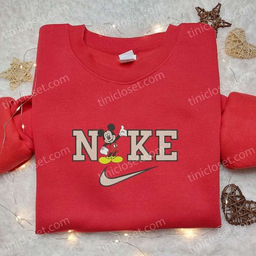 Mickey Mouse x Nike Cartoon Embroidered Sweatshirt: Best Nike-Inspired Hoodie Gift for Family
