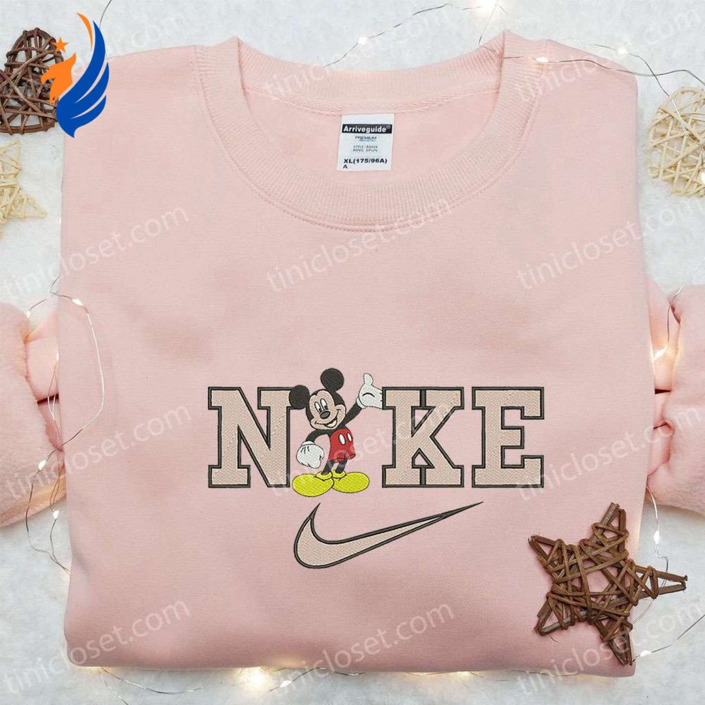 Mickey Mouse x Nike Cartoon Embroidered Sweatshirt: Best Nike Inspired Hoodie Perfect Birthday Gift for Family Mickey Mouse x Nike Cartoon Embroidered Sweatshirt: Best Nike Inspired Hoodie Perfect Birthday Gift for Family