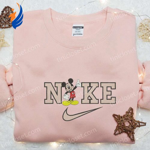 Mickey Mouse x Nike Cartoon Embroidered Sweatshirt: Best Nike Inspired Hoodie Perfect Birthday Gift for Family Mickey Mouse x Nike Cartoon Embroidered Sweatshirt: Best Nike Inspired Hoodie Perfect Birthday Gift for Family