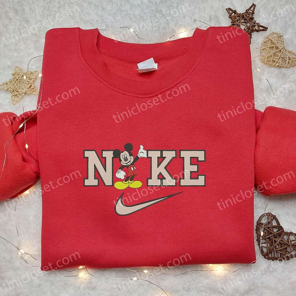 Mickey Mouse x Nike Cartoon Embroidered Sweatshirt: Best Nike Inspired Hoodie Perfect Birthday Gift for Family Mickey Mouse x Nike Cartoon Embroidered Sweatshirt: Best Nike Inspired Hoodie Perfect Birthday Gift for Family