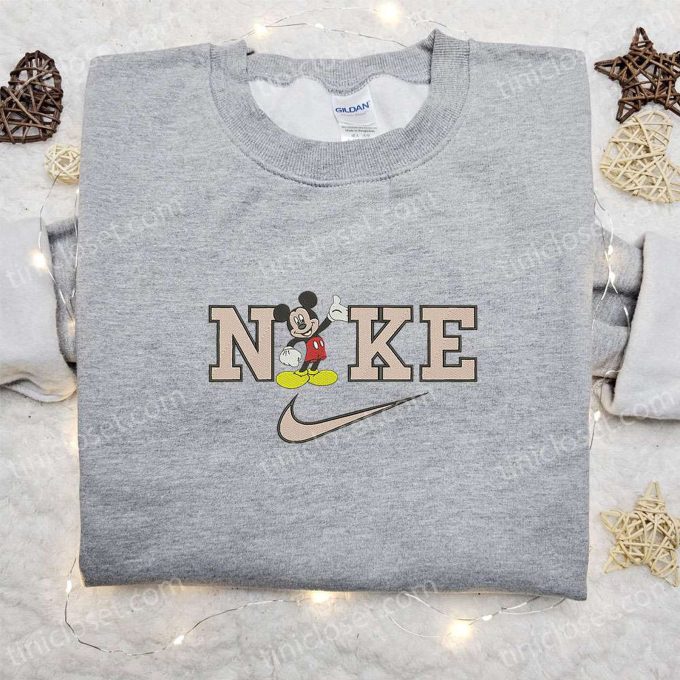 Mickey Mouse x Nike Cartoon Embroidered Sweatshirt – Best Birthday Gift for Family – Nike Inspired Hoodie
