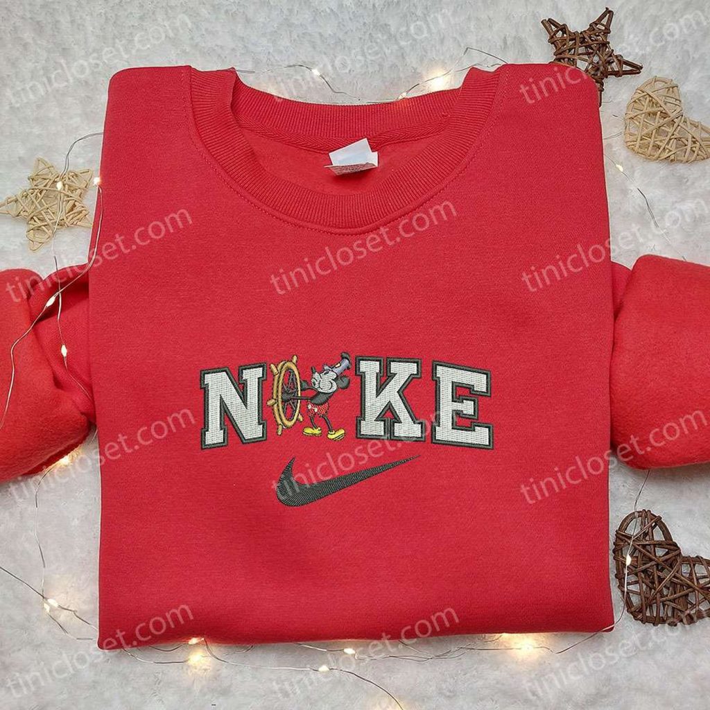 Mickey Mouse x Nike Cartoon Embroidered Tshirt – Disney Characters Shirt with Nike Inspiration Mickey Mouse x Nike Cartoon Embroidered Tshirt – Disney Characters Shirt with Nike Inspiration