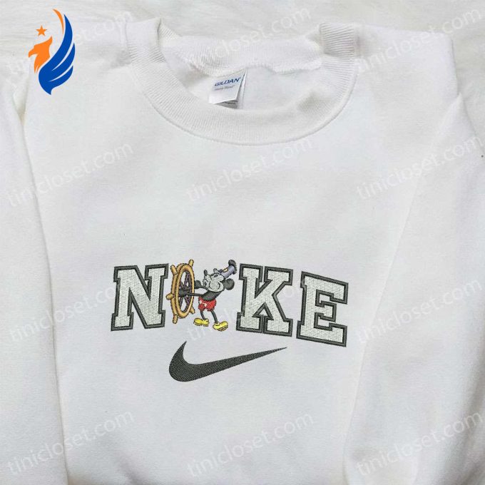 Mickey Mouse x Nike Cartoon Embroidered Tshirt: Disney Characters & Nike Inspired Shirt Mickey Mouse x Nike Cartoon Embroidered Tshirt: Disney Characters & Nike Inspired Shirt