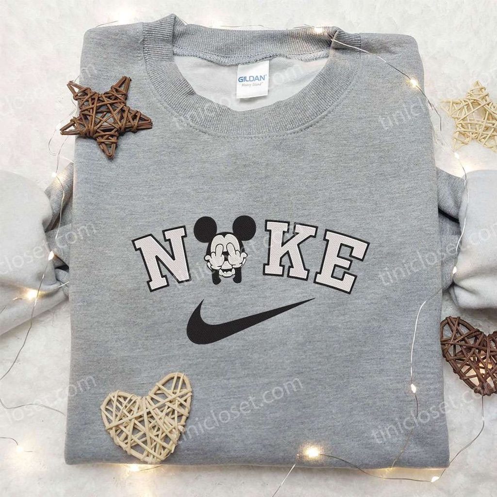 Mickey Mouse x Nike Embroidered Hoodie & Disney Shirt: Stylish Nike Inspired Embroidered Apparel Mickey Mouse x Nike Embroidered Hoodie & Disney Shirt: Stylish Nike Inspired Embroidered Apparel