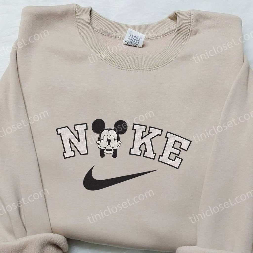 Mickey Mouse x Nike Embroidered Hoodie & Disney Shirt: Stylish Nike Inspired Embroidered Apparel Mickey Mouse x Nike Embroidered Hoodie & Disney Shirt: Stylish Nike Inspired Embroidered Apparel
