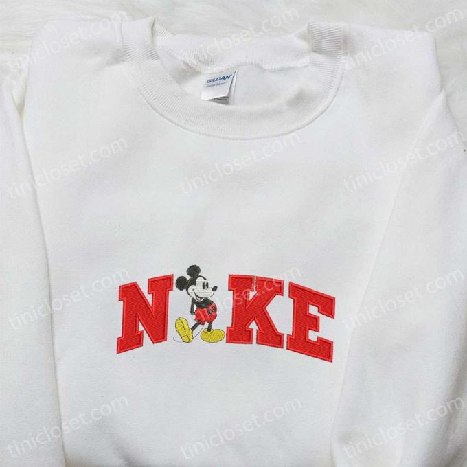 Mickey Mouse x Nike Embroidered Shirt Disney Characters Hoodie & Nike Inspired Sweatshirt – Trendy Authentic Disney Apparel by Nike