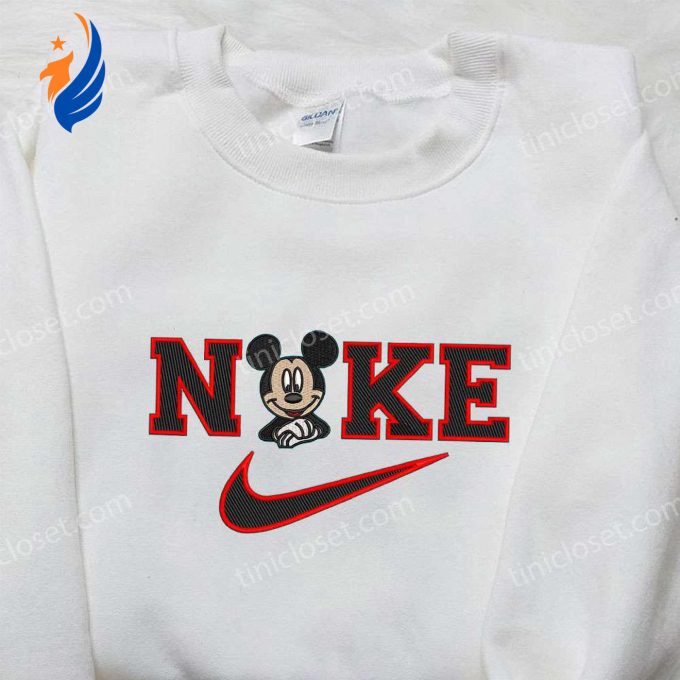 Mickey Mouse x Nike Embroidered Sweatshirt: Disney Shirt Nike Inspired Design Mickey Mouse x Nike Embroidered Sweatshirt: Disney Shirt Nike Inspired Design