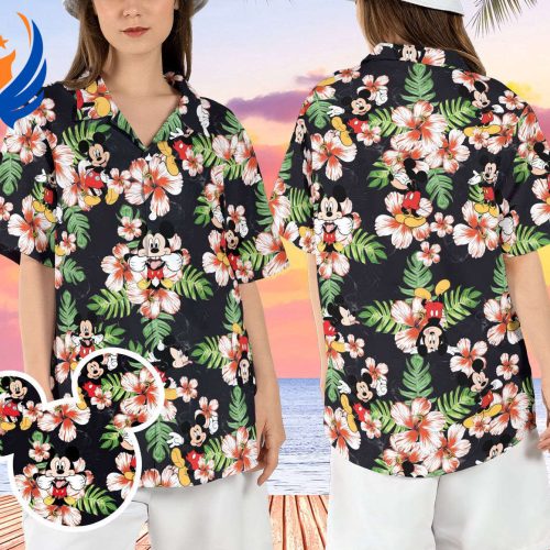 Mickey Pineapple Hibiscus Hawaiian Shirt – Vibrant Animated Mouse Aloha Shirt for Your Disneyland Trip!