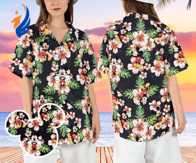 Mickey Pineapple Hibiscus Hawaiian Shirt – Vibrant Animated Mouse Aloha Shirt for Your Disneyland Trip!
