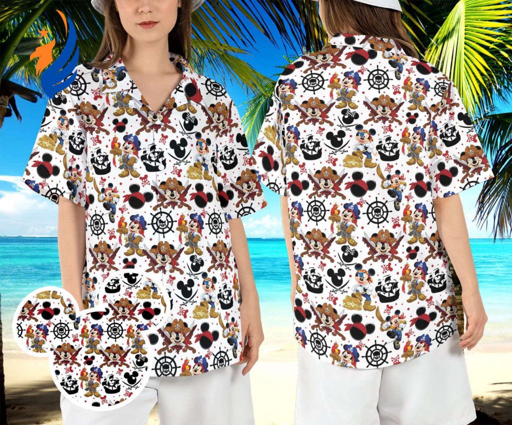 Disneyland Mickey Pirate Beach Hawaiian Shirt – Caribbean Cruise Aloha Style Disneyland Mickey Pirate Beach Hawaiian Shirt – Caribbean Cruise Aloha Style