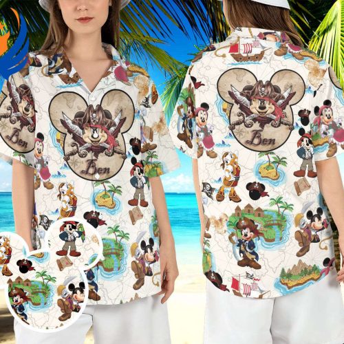 Disneyland s Captain Mickey Pirate Hawaiian Shirt: Cruise in Style with this Animated Mouse Beach Aloha Shirt!