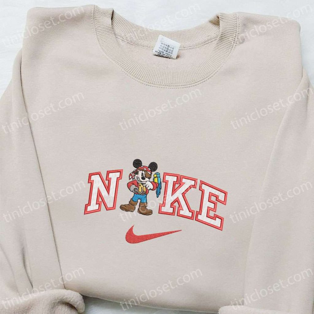 Mickey Pirate x Nike Embroidered Shirt & Disney Characters Hoodie – Cartoon Embroidery Collection for Disney Fans Mickey Pirate x Nike Embroidered Shirt & Disney Characters Hoodie – Cartoon Embroidery Collection for Disney Fans
