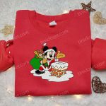 Disney Mickey Santa Chimney Embroidered Shirt & Characters Hoodie – Festive Christmas Apparel