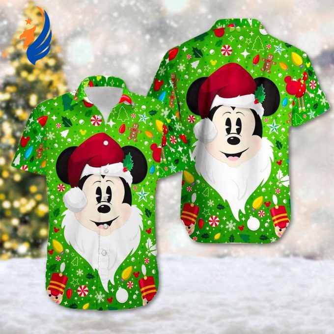 Mickey Santa Claus Christmas Hawaii Shirt – Festive Cartoon Holiday Hawaiian Button Up for Xmas Party & Magic Kingdom Mickey Santa Claus Christmas Hawaii Shirt – Festive Cartoon Holiday Hawaiian Button Up for Xmas Party & Magic Kingdom